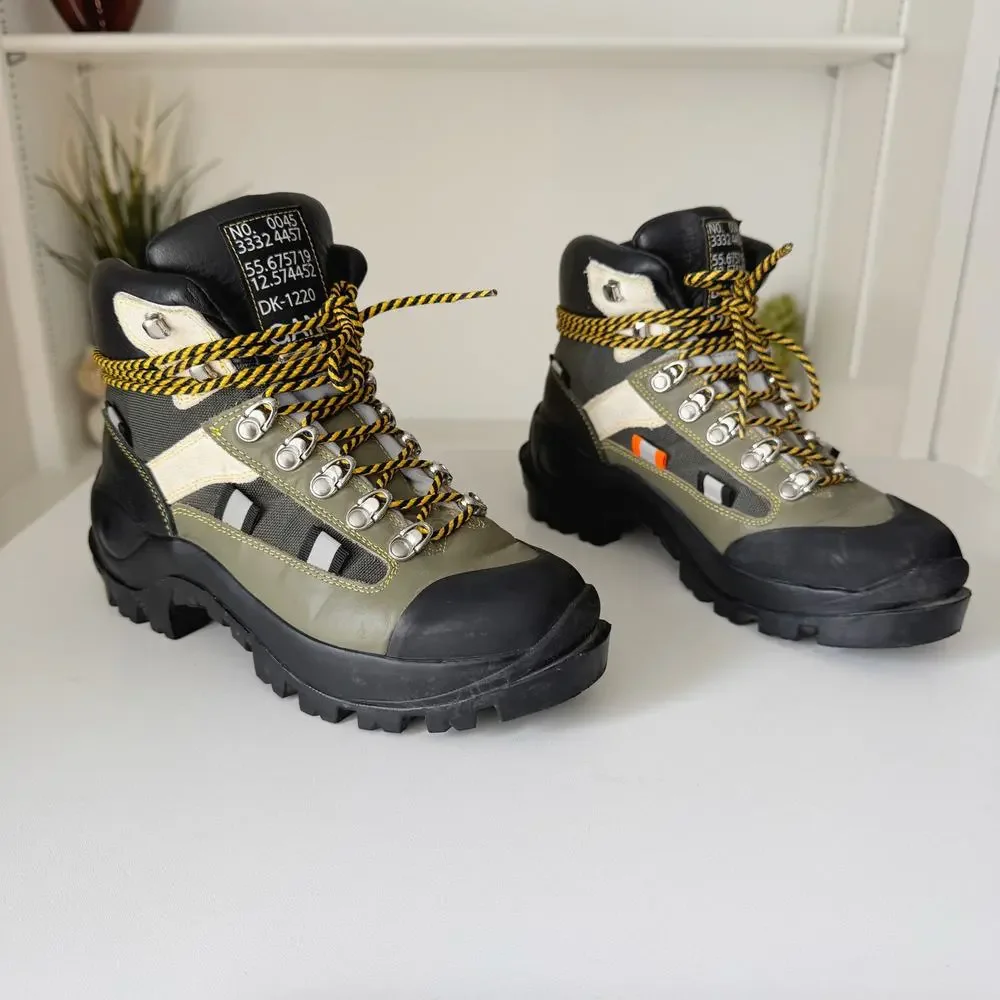 Ganni Green Leather Colorblock Bruna Trekking Hiking Boots Size 7 - Picture 1 of 10